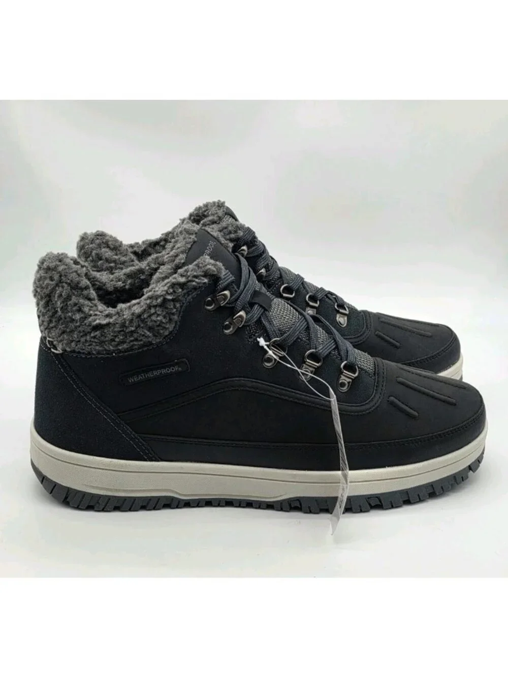 Weatherproof Mens Landon Sneaker Boots Size 13 Gray Lined Suede Memory Foam Shoe